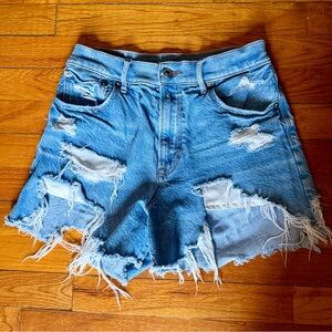 American eagle High-Rise Distressed Light Blue Denim Shorts